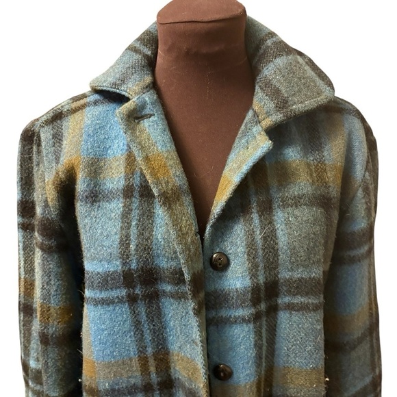 Vintage Canadian Camper Wool Mohair Blue Plaid Coat/Shacket, size Small Womens - Picture 9 of 11